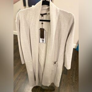 Max Studio Light Gray Patch Pocket Long Cardigan Coat size Medium New